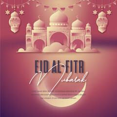 Wall Mural - Flat eid al-fitr - eid mubarak illustration