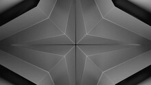 Abstract Star Shaped Kaleidoscopic Monochrome Background, Seamless Loop. Variety Of Fractal Ornaments And Geometric Shapes.
