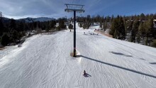 The View Of Skiers And Snowboarders From The Ski Lift