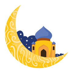 Sticker - mosque in crescent moon