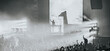 © schrxstian - Live Music Performance Panorama with Large Crowd in Black and White