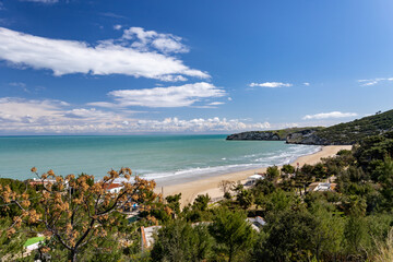 Wall Mural - Bay of San Nicola, a beautiful beach on Apulian coast. Peschici, Puglia (Apulia), Italy, Europe