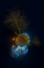 Wall Mural - little planet tree industrial road lights