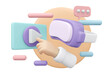 © Kwanchanok - 3D Rendering of hand click start to play music start player icon and vr headset isolated on background concept of music on internet. 3D render illustration cartoon style.