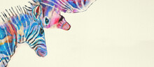 Zebras. Watercolor Design Element. Love Concept