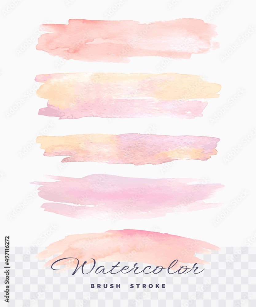 Set of pink watercolor brush stroke Stock Vector | Adobe Stock