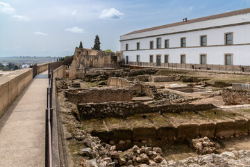 Sticker - view of the Moorish castle and fortress ruins in the historic city center of Badajoz