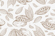 Seamless pattern with cocoa beans. Vintage vector