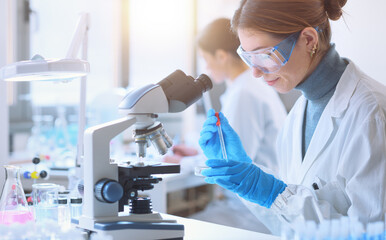 young student in the research lab