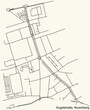 Detailed navigation black lines urban street roads map of the GUGELSTRAßE DISTRICT of the German regional capital city of Nuremberg, Germany on vintage beige background