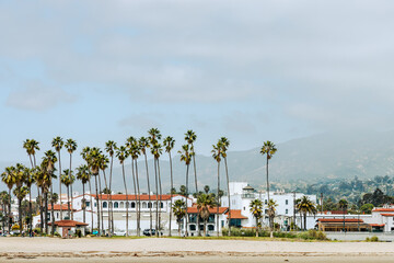 Wall Mural - Traditional colonial architecture in Santa Barbara, California. USA. Popular tourist destination. 