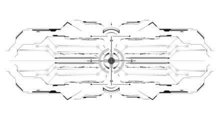 Leinwandbilder - HUD, GUI, GUI Modern Aiming System Device tilt level. Aim. military aim system. Futuristic Head-up display design. Spaceship, drone, helmet.  Scope crosshair, collimator sight, sniper weapon target.