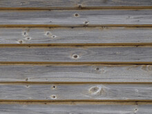Full Frame, Close Up Of Light Brown, Greige Wooden Horizontal Planks Texture. Background Or Backdrop