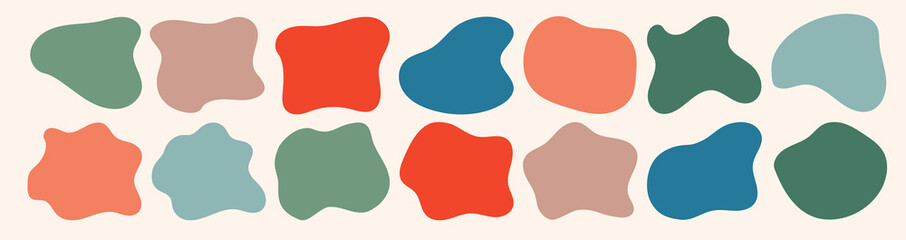 organic amoeba blob shape abstract colorful vector illustration isolated on white background. set of