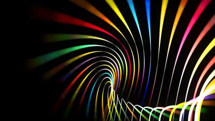 Wall Mural - 3d render. abstract background with multicolor light streaks, light and bokeh effects. neon lines ma
