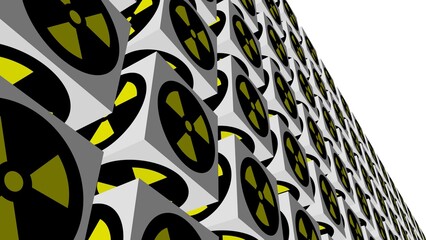 Pattern of nuclear danger signs. Screensaver or background.