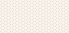 Vector Minimalist Seamless Pattern With Tiny Geometric Flowers, Snowflakes, Star Shapes. Simple Abstract Blue And Light Beige Background. Modern Minimal Texture. Repeat Design For Wallpapers, Decor
