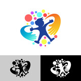 Fototapeta Kosmos - Children care logo with colorful design, colorful icons