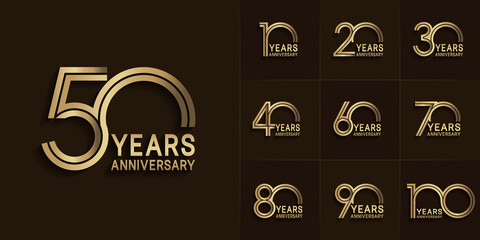 set of anniversary premium collection golden color can be use for celebration event