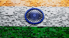 Indian Flag Rendered As Futuristic 3D Blocks. India Network Concept. Tech Wallpaper.