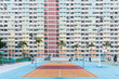 Famous landmark of hong kong. choi hung estate, colorful public housing, afternoon