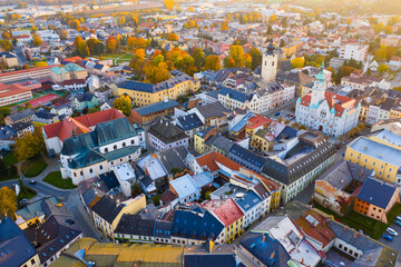Wall Mural - Aerial view of picturesque Czech town Sumperk, Olomouc Region
