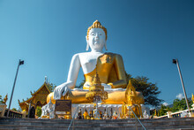 Wat Phrathat Doi Kham, Buddha Pagoda And Golden Chedi In Chiang Mai, Thailand