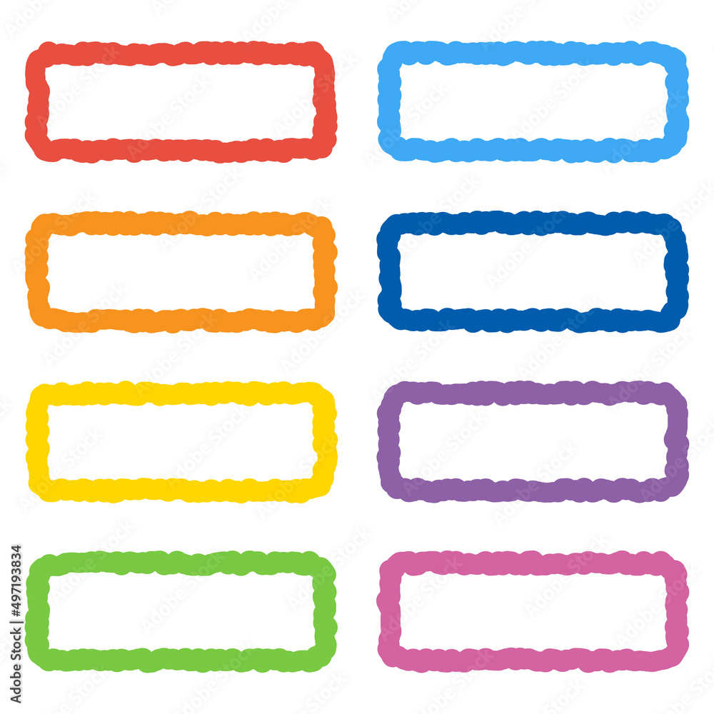 Frame design Set of Rectangular label tag with doodle line. Stock ...