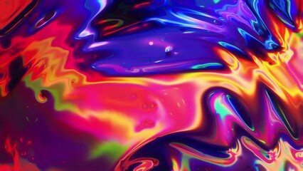 Colorful Saturated Abstract Refeacting Fluid Texture Loop