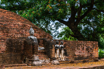 Ancient buddha figures in (SRI SUKHOT) temple is an ancient buddhist temple in Chan Palace is a Buddhist temple It is a major tourist attraction in Phitsanulok,Thailand.