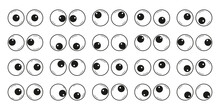 Hand Drawn Cute Googly Eyes Plastic Toys Set. Funny Comic Wobbly Eyes In Sketch Doodle Style. Vector Illustration Isolated On White Background