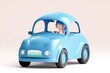 3D rendering of cute female driver with car