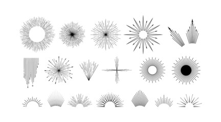 stars, radiant spase objects isolated clip arts bundle, hand drawn celestial items, decorative eleme