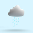 Rain Minimal concept cloud 3d Icon rendering