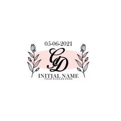 Wall Mural - GD Initial letter handwriting and signature logo. Beauty vector initial logo .Fashion  boutique  floral and botanical