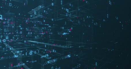 Wall Mural - digital data network animation depicting binary code calculations and data processing. digits, lines