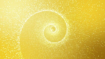Wall Mural - spiral shiny vortex spinning on a 4k gold background with floating particles.