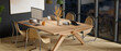 Set of modern wooden table and chairs in the meeting conference room