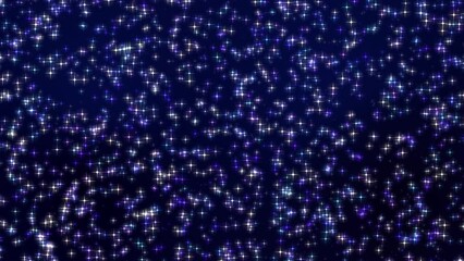 Wall Mural - Shiny sparkling particles float on a 4K blue background.