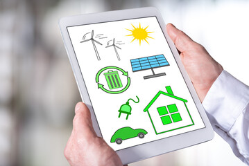 Canvas Print - Clean energy concept on a tablet