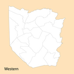  High Quality map of Western is a region of Zambia