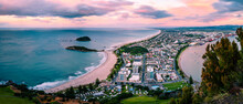 Beautiful View Of City Seen From Mount Maunganui In New Zealand