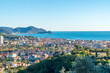 view of the Lavagna town and the Tigullio Gulf from the hill, Chiavari, Ligury, Italy