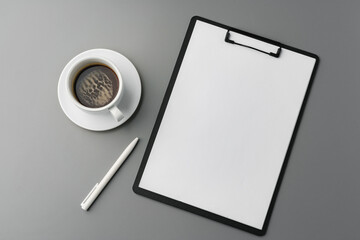 Sticker - Blank paper on clipboard with space on dark gray background