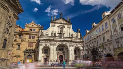 Wall Mural - St. Salvator Church timelapse hyperlapse. Part Of Historic Complex In Prague - Clementinum, Czech Republic