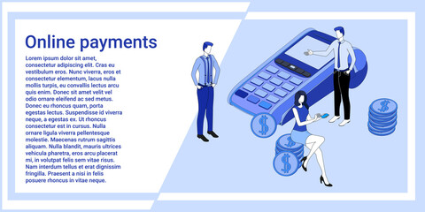 Wall Mural - online payments.people transfer money against the background of the payment terminal.the illustratio