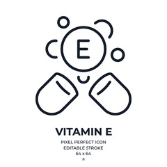 Wall Mural - vitamin e editable stroke outline icon isolated on white background flat vector illustration. pixel 