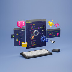 Wall Mural - programmer developer typing script source languages coding symbols icon development project data pro