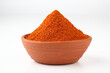 Indian spices, red chilli powder in a terracotta bowl