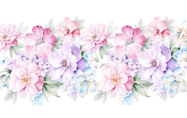 Wall Mural - Computer drawn flower illustration. Watercolor Flowers.Manual composition.Big Set watercolor elements.